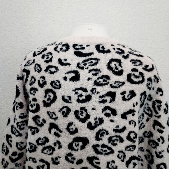 Altuzarra Wool Blend Cream w/Black Leopard Print Sweater Size L - Picture 4 of 12